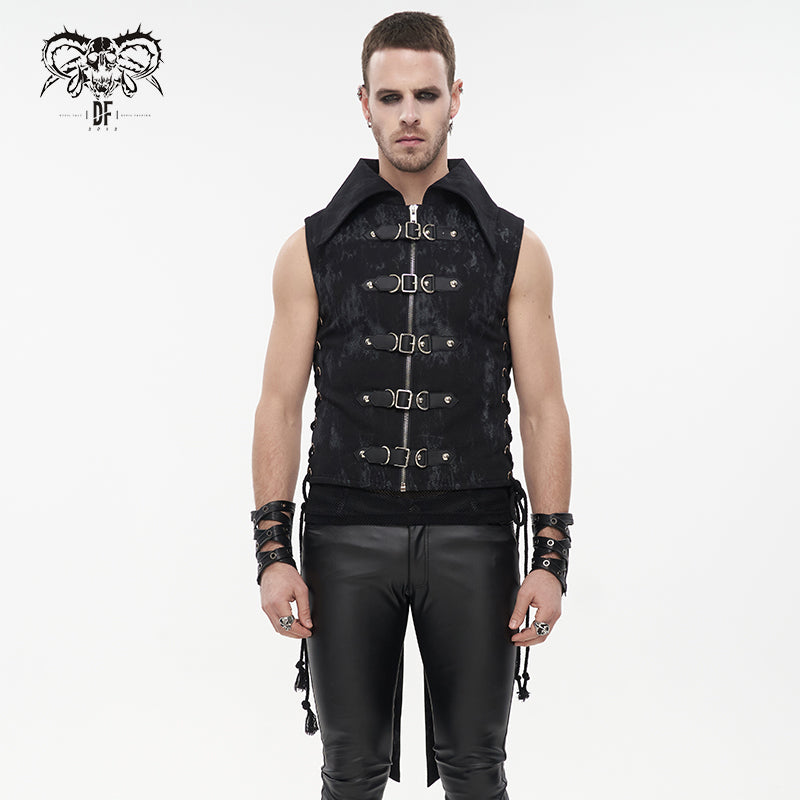 WT068 Irregular Pattern Men's Punk Swallowtail Vest