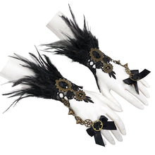 Load image into Gallery viewer, GE023 Sexy women Gear dial feather gloves with bow
