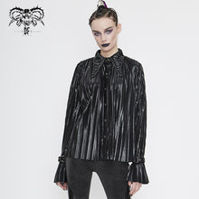 Load image into Gallery viewer, SHT05501 Cyberpunk bright black pleated blouse
