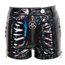Load image into Gallery viewer, PT166 Punk iridescent Super Stretch Women&#39;s Leather Shorts
