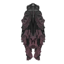 Load image into Gallery viewer, SKT094 festival costume Burgundy printed drawstring faded steampunk half skirt
