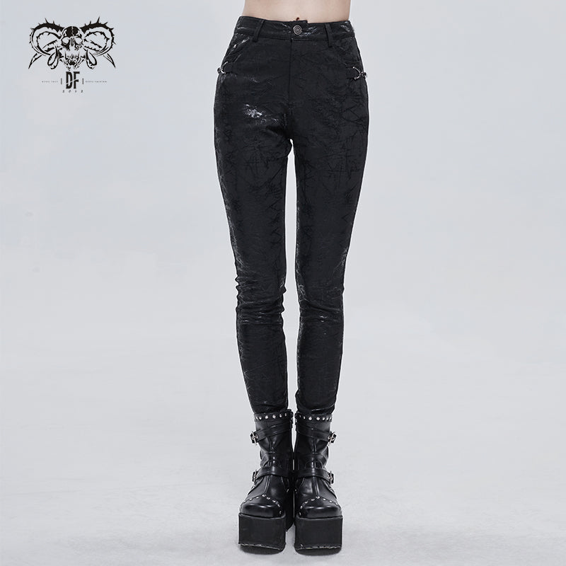 PT158 Glossy glued punk classic style women pants