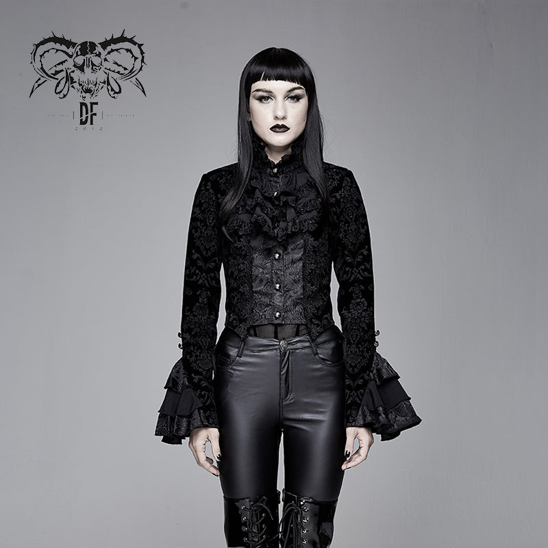 CT13301 gothic Lotus leaf corsage false two-piece women Gothic swallow-tailed coats