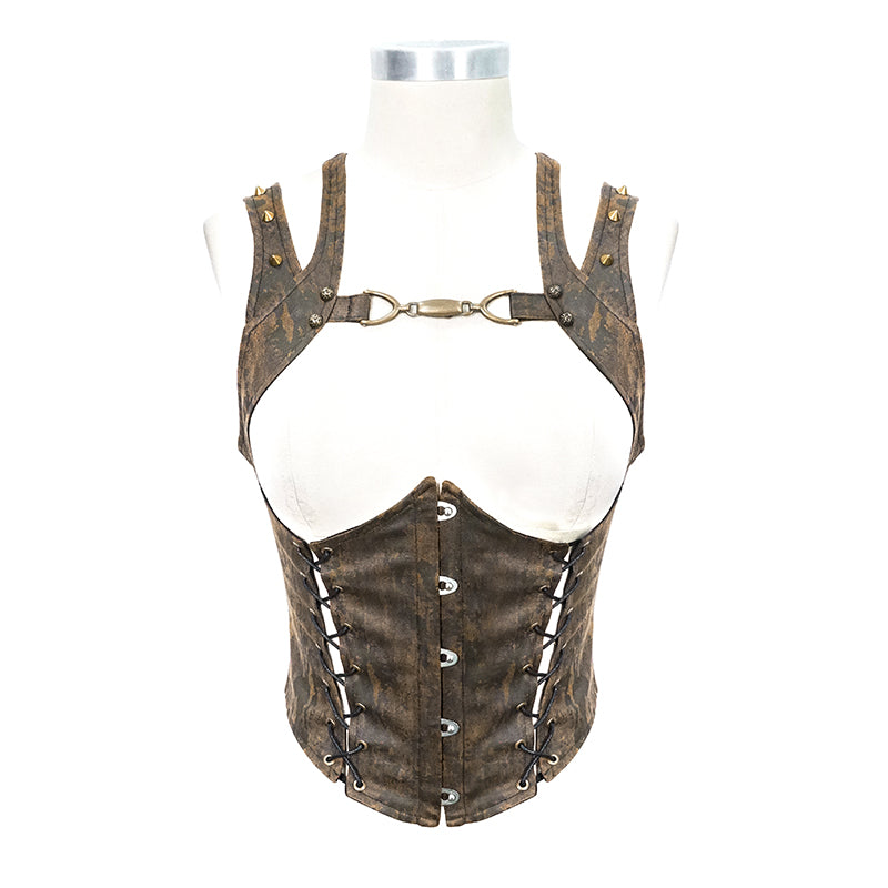 WT052 coffee Steampunk shapewear sexy women lace up slim waistcoats