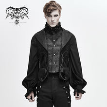 Load image into Gallery viewer, WT049 western stylish fake two piece palace leather embroidery Gothic men velvet waistcoats
