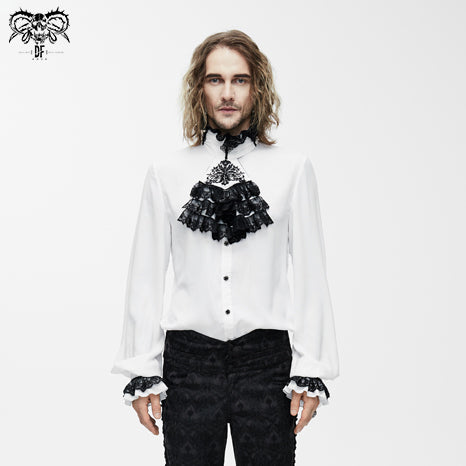 SHT02302 Gothic western fashion palace embroidered ruffled sleeves white men chiffon shirts