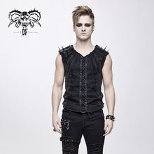 Load image into Gallery viewer, TT121 Summer punk rock patchwork unedged distressed men vest
