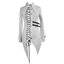 Load image into Gallery viewer, SHT037 everyday asymmetric white punk women cotton long blouse with dovetail
