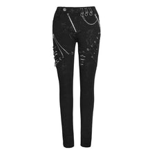 Load image into Gallery viewer, PT120 Spring punk streetwear printed stretch fitted women black pants with zippper
