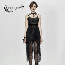 Load image into Gallery viewer, ESKT028 club versatile translucent sweep sexy ladies lace skirt with shoulder-straps
