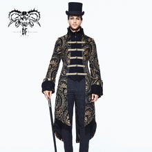 Load image into Gallery viewer, CT091 Pirate Costume gothic Paisley jacquard fake two pieces golden men long coat
