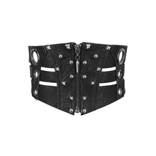 Load image into Gallery viewer, AS063 coarse grain leather fitted waist zipper up punk women belts
