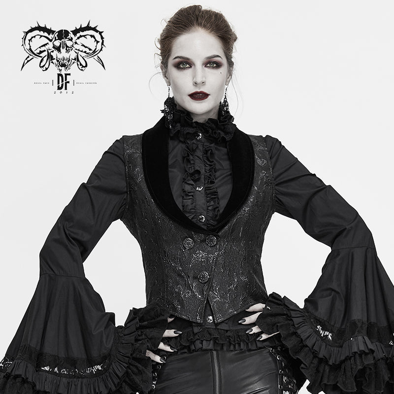 WT055 Darkness Gothic festival napoleon collar patterned elegant women skinny short waistcoats