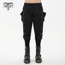 Load image into Gallery viewer, PT179 punk men black harem JOGGER PANTS with side chains
