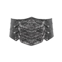 Load image into Gallery viewer, AS06101 Punk metallic armor silver lace up men leather belts
