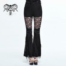 Load image into Gallery viewer, PT053 Designer sexy women punk broken holes slim fit flared pants
