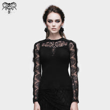 Load image into Gallery viewer, TT012 Daily life Gothic pattern lace sleeves tied with rope sexy women T-shirts
