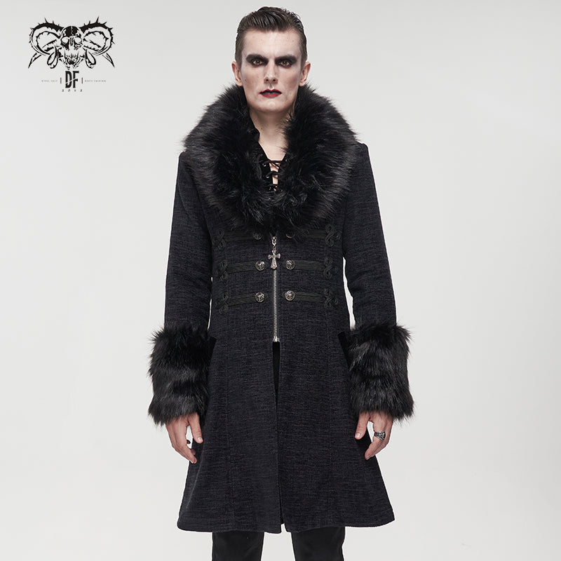 CT19001 black Gothic fur collar coat