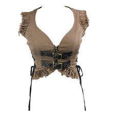 Load image into Gallery viewer, WT029 Summer Steampunk zipper up sexy women short waistcoats with loops
