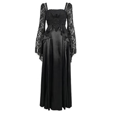 Load image into Gallery viewer, ESKT03701 Black Satin Lace Long Sleeve Gown Dress
