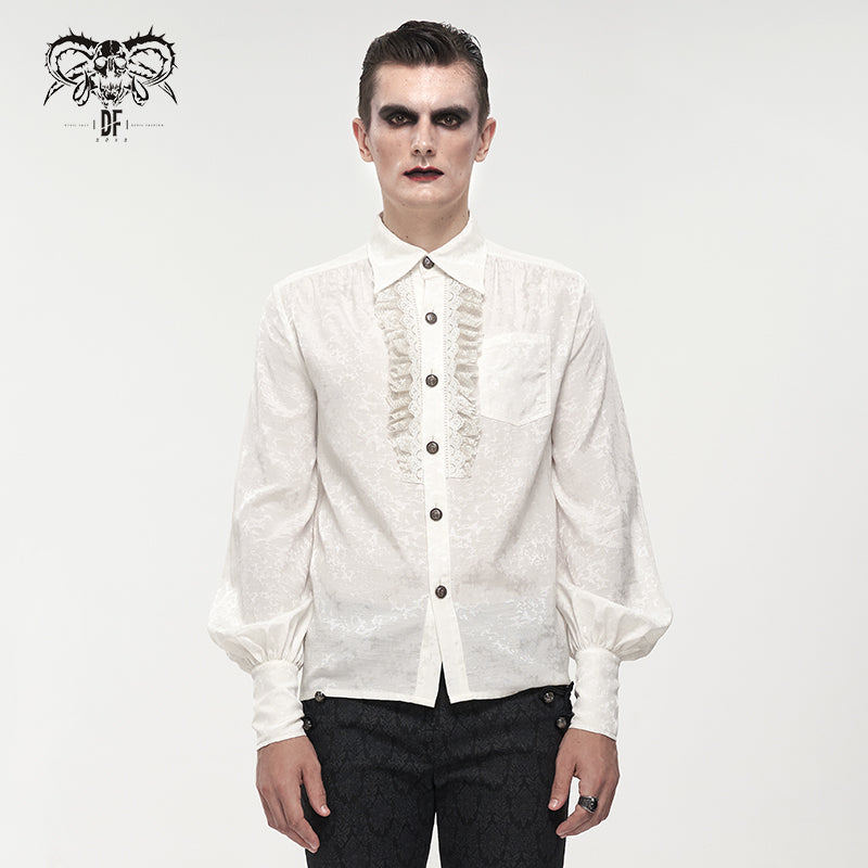 SHT08202 white Everyday Gothic Long Sleeve Shirt