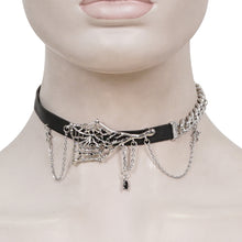 Load image into Gallery viewer, AS136 punk women adjustable chain Spider web metal asymmetric choker
