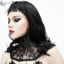 Load image into Gallery viewer, ECA003 Gothic accessory feather adjustable ribbons lace sexy women collar with rose flower
