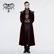 Load image into Gallery viewer, CT11802 western fashion noble party golden embroidery wine fleece men long coat
