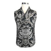 Load image into Gallery viewer, WT01302 Gothic high quality western fashion black and silver palace floral men short waistcoats
