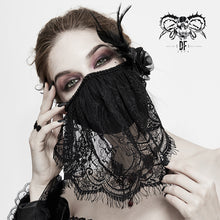 Load image into Gallery viewer, MK025 mysterious sexy ladies floral gothic cotton mask with eyelash lace veil
