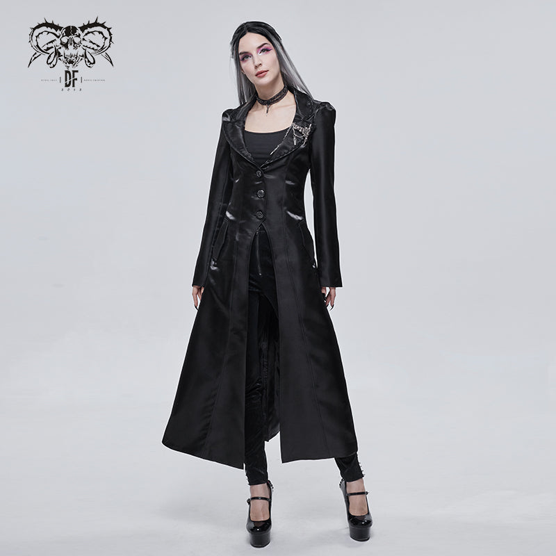 CT181 daily life darkness puff sleeves brightly mid-length gothic A line women long coat