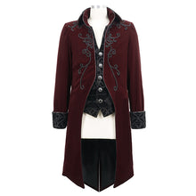 Load image into Gallery viewer, CT02802 winter men red gothic party fake two pieces velvet long coats
