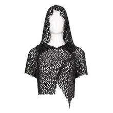 Load image into Gallery viewer, TT189 Punk Wool Mesh Hooded Short Sleeve Women&#39;s T-Shirt
