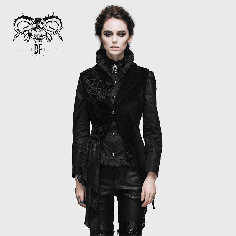 WT002 Gothic festival asymmetrical floral spiral lace up women waistcoat