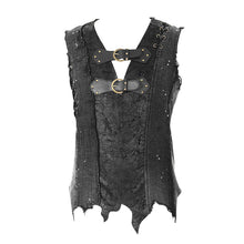 Load image into Gallery viewer, TT127 Summer wasteland punk worn dark dirty sleeveless men fitted vest with loops
