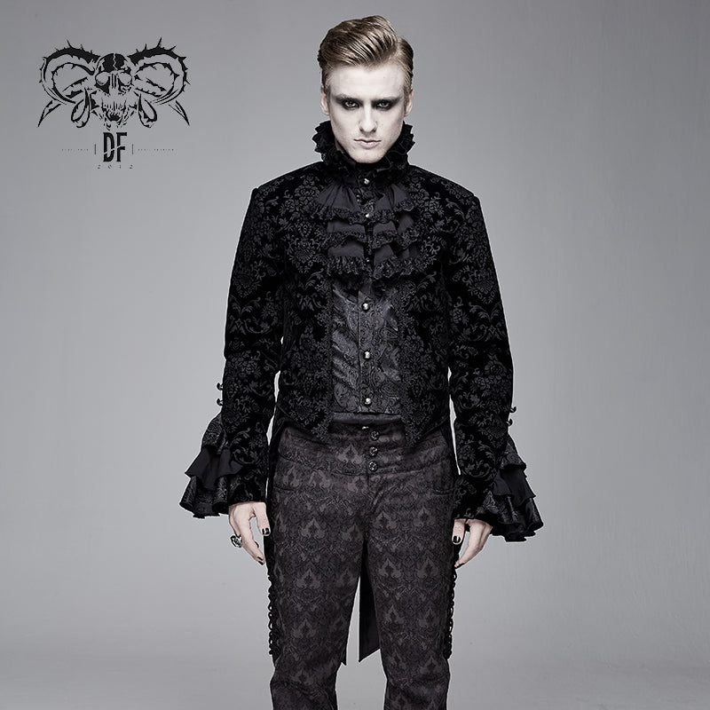CT13001 devil fashion Paisley court pattern stand collar black Gothic men jacket