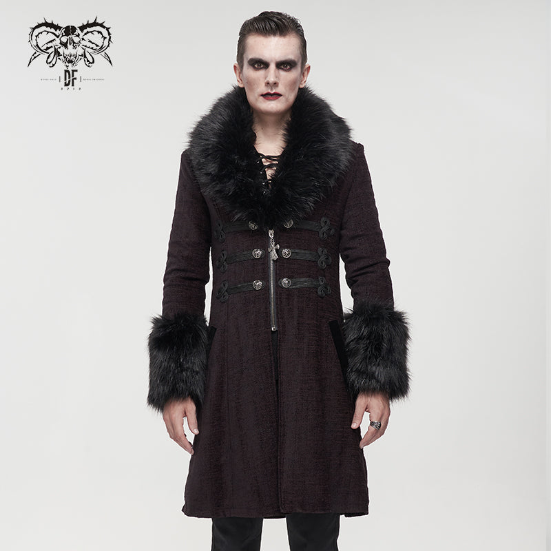 CT19002 red Gothic fur collar coat