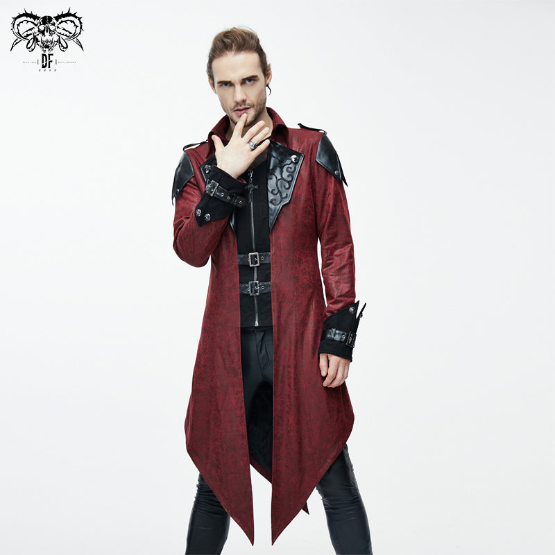 CT06902 punk handsome movie cool actor red hooded leather long coats