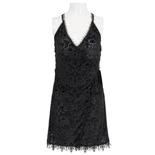 Load image into Gallery viewer, ESX001 sexy lingerie black velvet pattern translucent suspender nightdress
