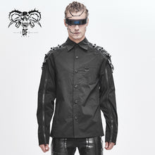 Load image into Gallery viewer, SHT047 cyberpunk darkness raglan long sleeve men shirts with leather loops
