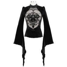 Load image into Gallery viewer, ETT022 hollow out front chest big embroidery long sleeves T-shirt
