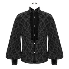 Load image into Gallery viewer, SHT059 Gothic black court pattern flocking floral patterned men basic style velvet shirts
