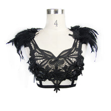 Load image into Gallery viewer, EAS003 Feathers detachable 3D flowers sexy lingerie ladies accessories with fur
