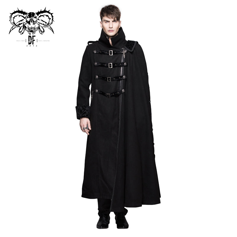 CT040 Detachable one-sided shawl double-sided woollen thick men punk long coat