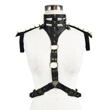 Load image into Gallery viewer, AS02802 Women spiked accessories punk body harness with hollow out neckline
