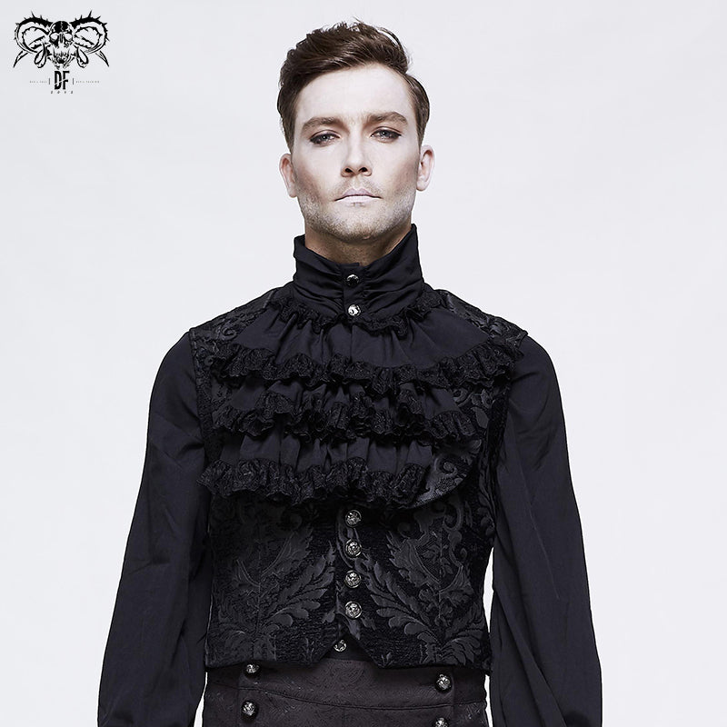 WT032 punk wedding western fashion floral pattern black men gothic short waistcoat