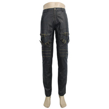 Load image into Gallery viewer, PT03702 punk rock biker bronze winter men leather trousers with zipper and loops
