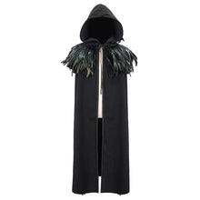 Load image into Gallery viewer, CT031 Hallowmas festival feather woollen hooded gothic big cape for women and men

