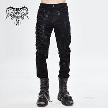 Load image into Gallery viewer, PT112 Devil fashion brand punk mecha hand painted slim black men trousers
