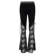 Load image into Gallery viewer, PT15201 daily life sexy women Gothic mesh flared trousers with side tie
